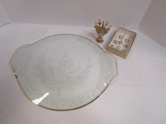 Hostess Lot-Glass Serving Tray, Napier Mouse and Tolego Sword Cheese Skewers