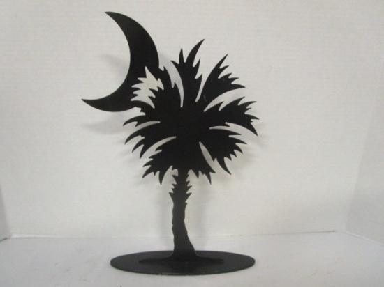 Laser Cut Metal Palmetto and Crescent Moon Statue
