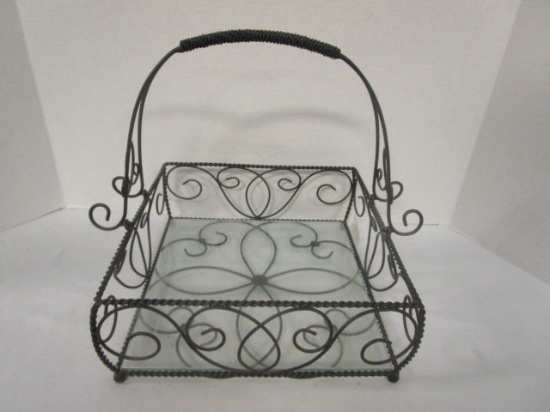 Metal Basket with Glass Bottom