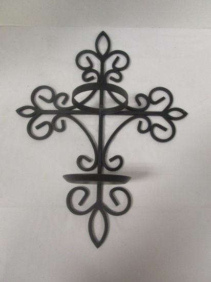 Black Metal Vase and Candle Holder