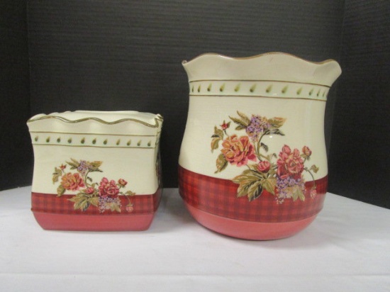 Croscill Home Ceramic Serena Waste Basket and Tissue Cover
