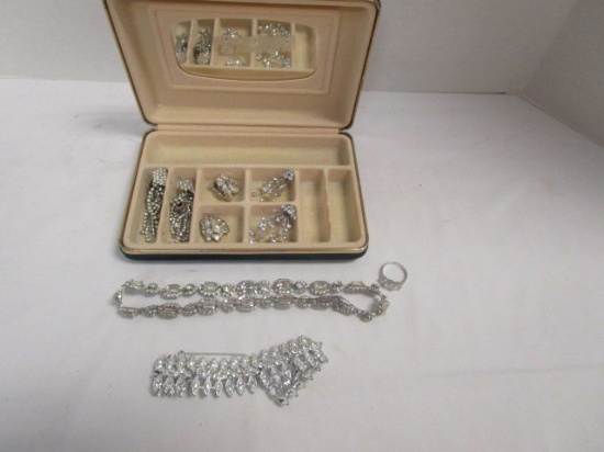 Vintage Style Rhinestone Jewelry in Jewelry Case