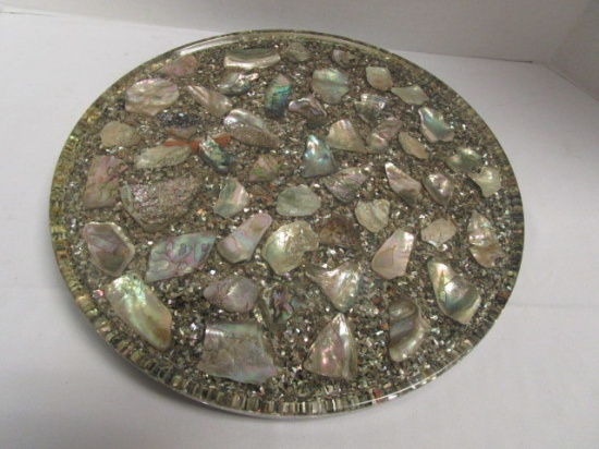 Retro Lazy Susan with Abalone Shells in Acrylic