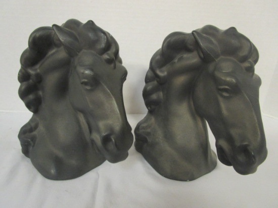 Pair of Sand Weighted Ceramic Stallion Head Bookends