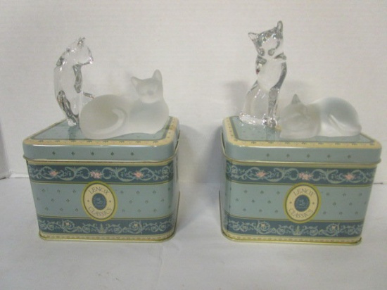 Two Sets of Lenox Crystal Cats-"Preen and Serene" and "Hugs and Kisses"