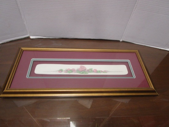 Framed Pottery Tile of Sea Shells by Cricket Studios