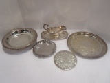 Silverplated Trays, Trivet and Gravy Boat