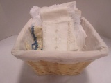 Lined Basket and Linens and Dollies