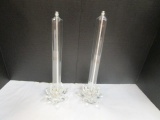 Pair of Shannon Crystal Flower Candle Holders with Oil Lamp Candle Sticks
