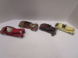 Four Plastic Roadster Style Model Cars