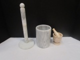 Marble Paper Towel Holder, Wine Chiller and Mortise and Pestle