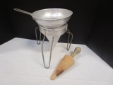 Aluminum Sieve on Stand with Wood Pestle