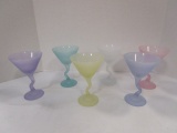 Six Frosted Glass Cocktail Glasses