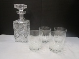 Clear Glass Decanter and Four Highball Glasses