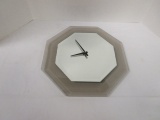 Accessory Art Studios Octagonal Beveled Mirror and Smoked Glass Quartz Clock