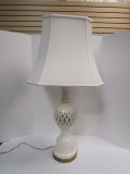 Heavy Ceramic Lamp with Lattice Design and Intentional Crazing