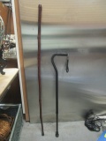Wood Hiking Stick and Metal Cane
