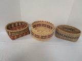 Three Hand Made Baskets-One is Signed