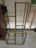Antiqued Gold Framed Stand with 4 Glass Shelves