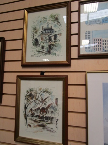Pair of Framed Prints "The Raleigh Tavern" and "Governor's Palace in Williamsburg"