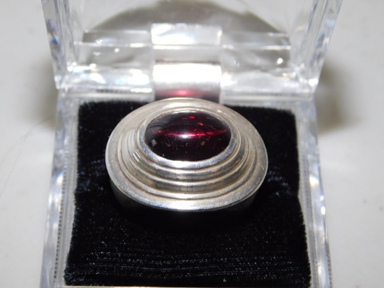 MMA Sterling Silver Ring & Looks like possibly DARK Amber Stone