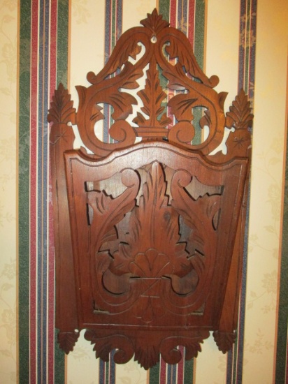 Carved Wood Wall Magazine Rack