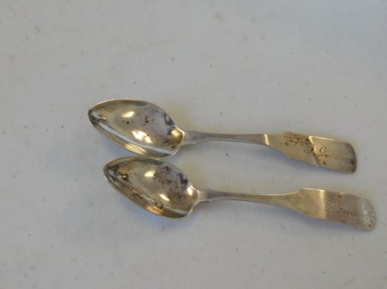 N & T Foster Coin Silver Monogramed Spoons
