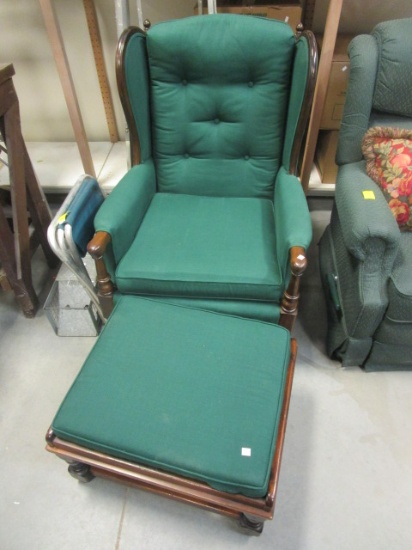 Vintage Wing Chair and Foot Stool
