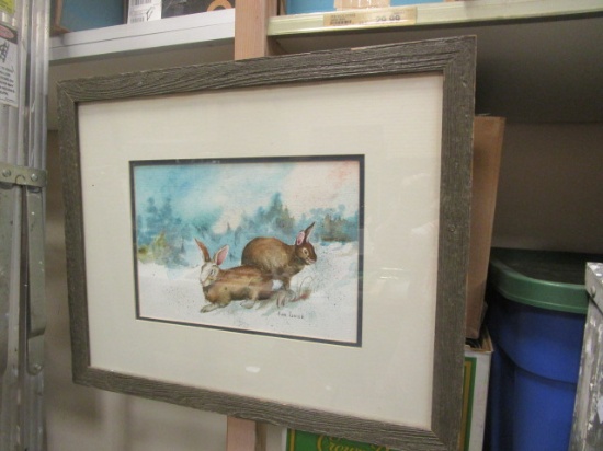 Ann Lanier Watercolor of Rabbits