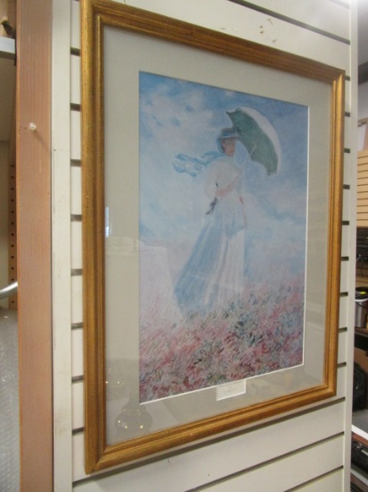 "Woman with an Umbrella" by Claude Monet Framed and Matted Print