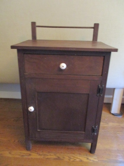 Primitive Wood Dry Sink Style Cabinet with Porcelain Pulls