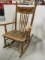 Antique Tiger Oak Child's Rocker with Padded Head Rest