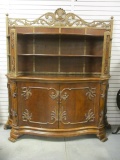 Ornate Bow Front Cabinet with Metal Frame Open Top