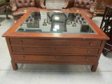 Three Drawer Square Coffee Table with Display Top