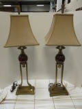 Pair of Metal Table Lamps with Ceramic Ball