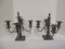 Two Silverplate Candelabra with Removable Drip Catchers and Stoppers on Top
