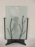Clear/Frosted Glass in Metal Stand