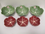 Six Bordallo Pinneiro Cabbage Leaf Bowls