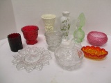 Miscellaneous Glass Bowls, Vases, Bell, Perfume Bottle, etc.