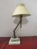 Metal Desk Lamp with Metal Shade on Marble Base