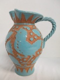 Pottery Pitcher with Rooster Scene