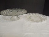 Clear Glass Pedestal Cake Plate and Egg Dish