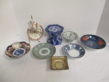 Oriental Design Small Dishes, Cup and Saucer, Pillar Candle Holder