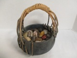 Ceramic Basket with Polished Stones