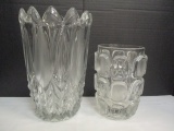 Two Large Clear Glass Vases