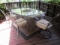 Oblong Glass Top Patio Table with Six Chairs