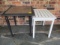 Metal Frame Table with Tile Top and Wood Slat Table