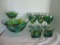 Handpainted Glass Chip and Dip Set, Six Stemmed Goblets, Two Candleholders