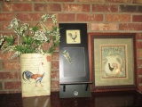 Framed and Matted Rooster Pitcher Print, Rooster Chalkboard, Rooster Door Pocket