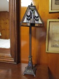 Stained Glass Look Candlestick Lamp